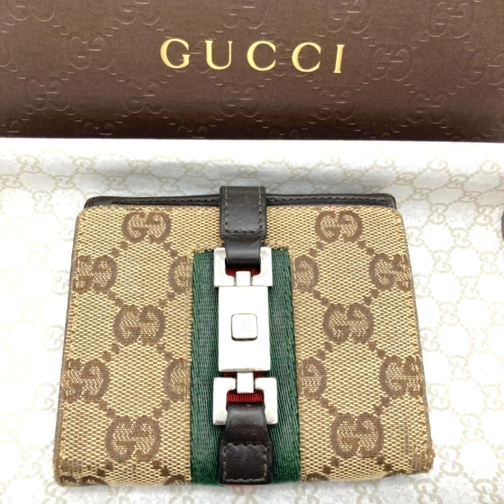 🤎▪️GUCCI ▪️purse Leather wallet Italy GG Canvas Brown Supreme